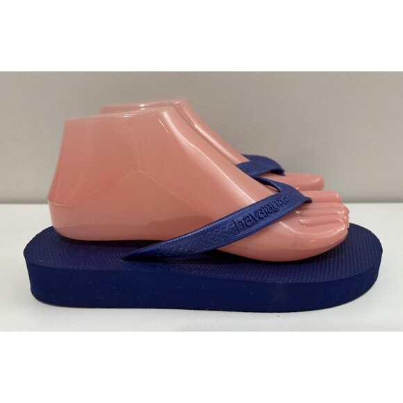 HAVAIANAS women size 8.5 navy blue wedge flip flop sandals - Picture 1 of 11